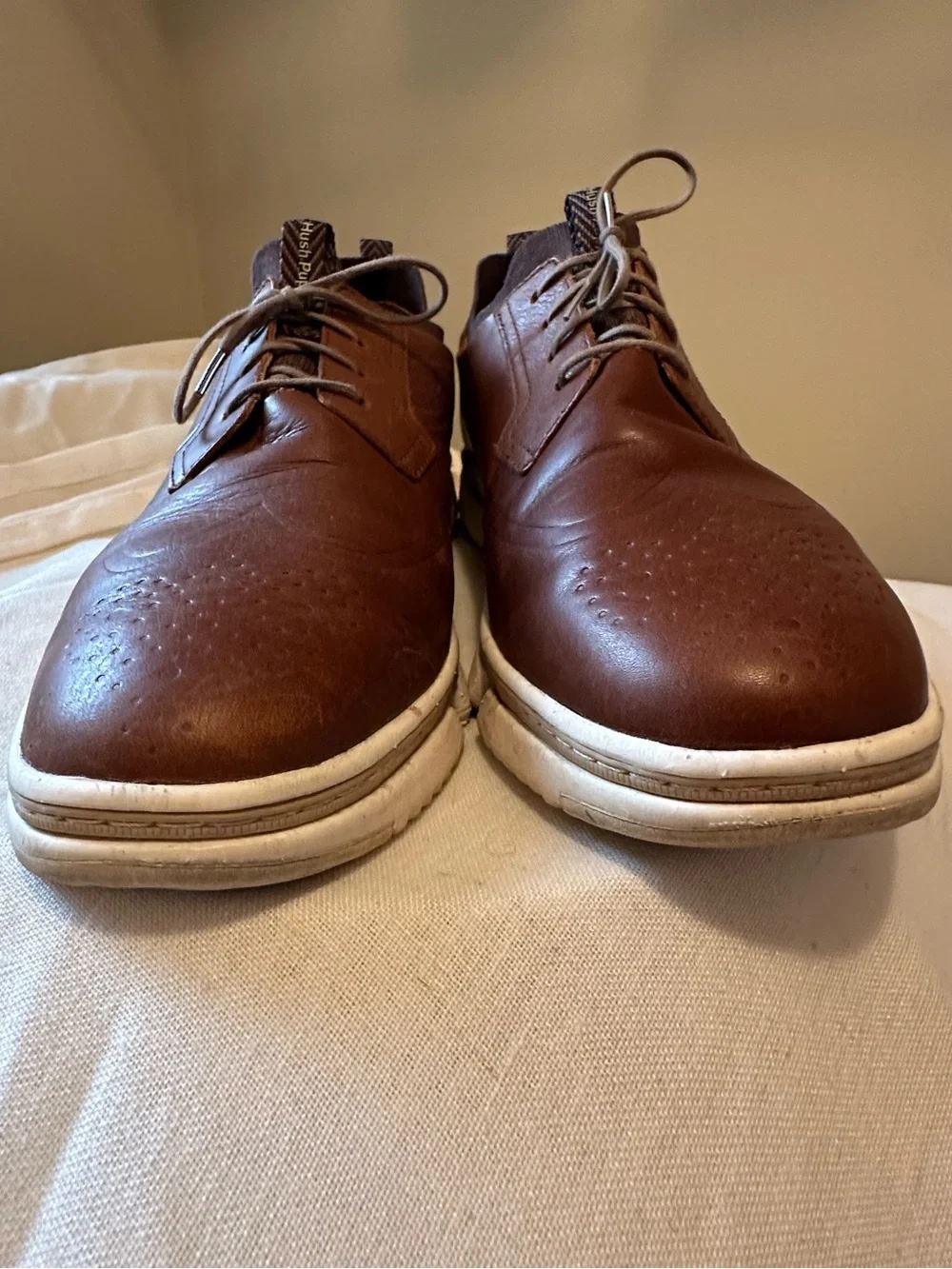 HushPuppies Bennet Oxford Cognac Brown Leather Loafers 11W Comfort Preppy Casual